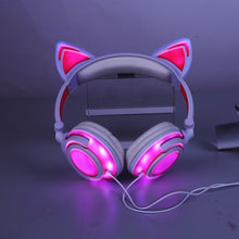 Load image into Gallery viewer, Foldable Flashing Glowing Cat Headphone