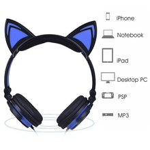 Load image into Gallery viewer, Foldable Flashing Glowing Cat Headphone