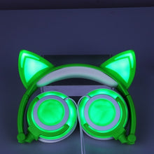 Load image into Gallery viewer, Foldable Flashing Glowing Cat Headphone