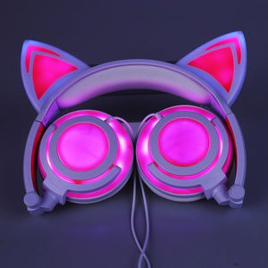 Foldable Flashing Glowing Cat Headphone